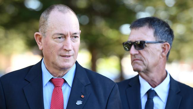 Senator Fraser Anning speaks to the media at Dunningham Park at Cronulla before the alleged assault occurred. Picture: AAP/Joel Carrett