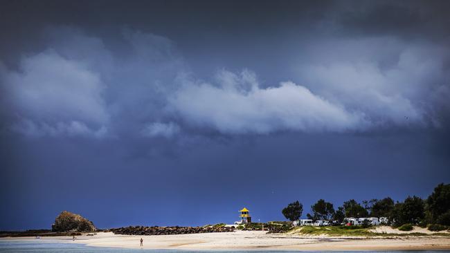 Clouds roll in at Currumbin. Picture: Nigel Hallett