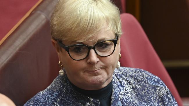 Senator Linda Reynolds said she was “devastated” at claims she’d covered up an alleged rape in her office. Picture: NCA NewsWire / Martin Ollman