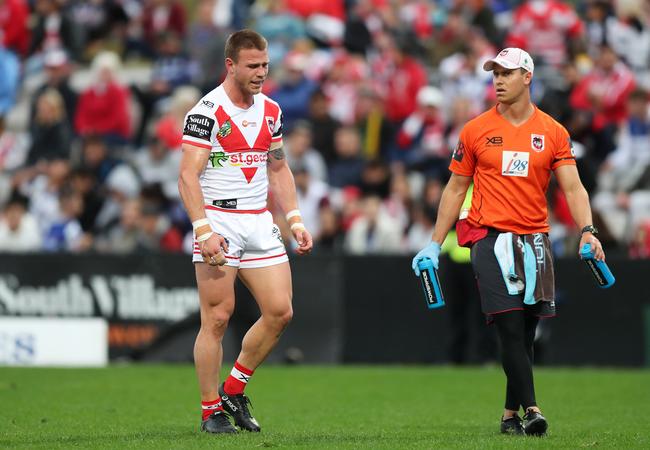 Euan Aitken limps off with a hamstring injury last week. He is set to return for the finals. Picture: Brett Costello