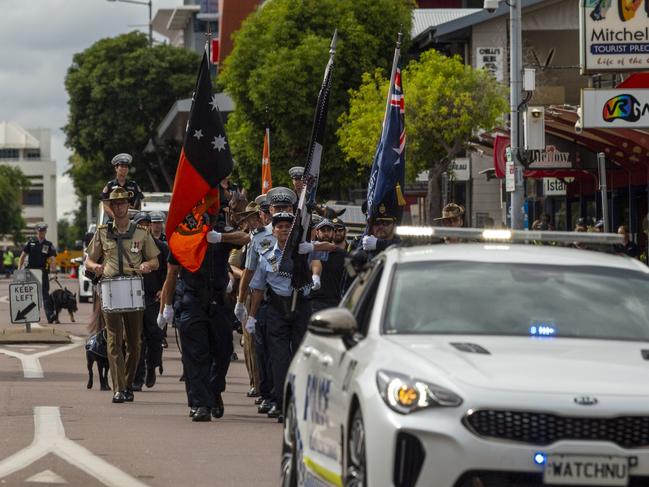 The Police Remembrance Day march on Mitchell St. Picture: Floss Adams.