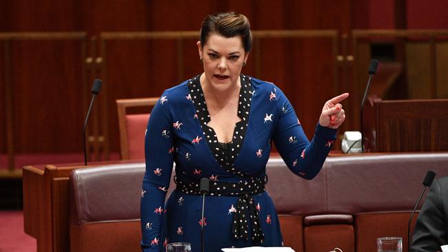 Senator Sarah Hanson-Young has spoken out against the slurs directed at her. (Pic: Mick Tsikas/AAP)