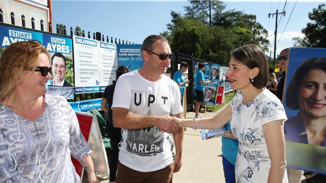 Gladys Berejiklian meets voters at Emu Plains Public School. Picture: David Swift.