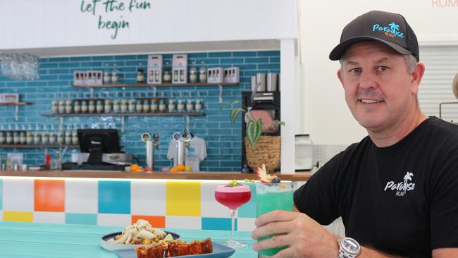 Paradise Rum owner Chris Clyne enjoys the menu at his new distillery in Warana. Picture: Aisling Brennan