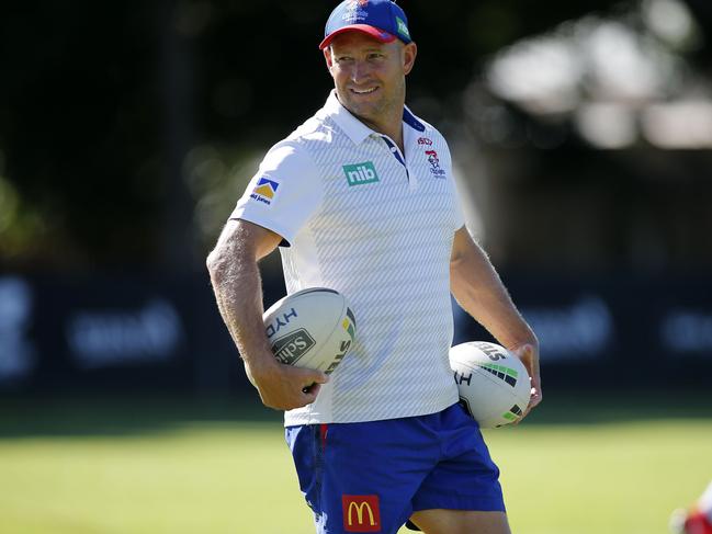 Knights coach Nathan Brown during training at Balance field in Newcastle, Tuesday, February 26, 2019. (AAP Image/Darren Pateman) NO ARCHIVING, EDITORIAL USE ONLY