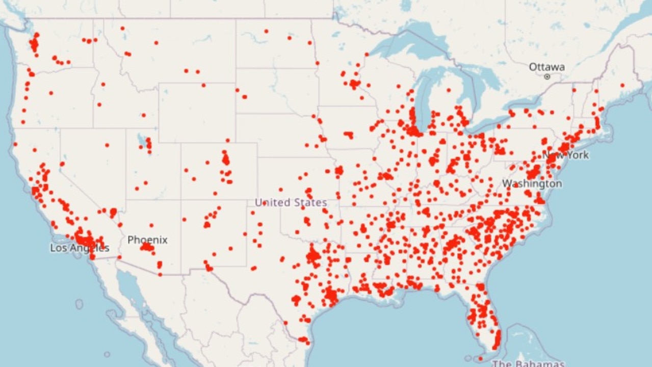 Gun deaths in the United States in 2023 (up until March 9). Picture: Gun Violence Archive