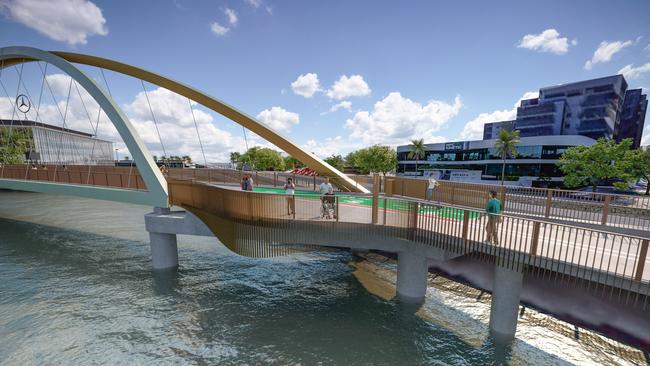 Artist impressions of the Breakfast Creek Green Bridge.