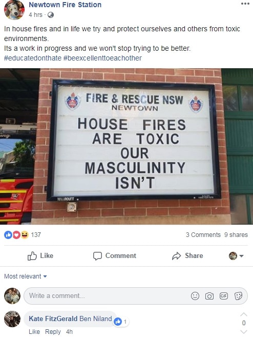 Newton Fire Station were forced to apologise and take down this sign. Picture: Facebook