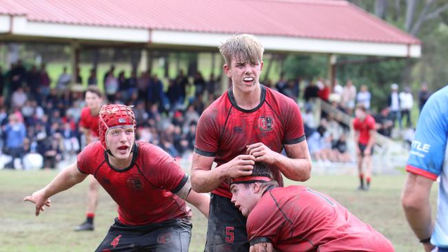 Tom Robinson (No.5) during the GPS First XV season. Pic: Megan Condon.