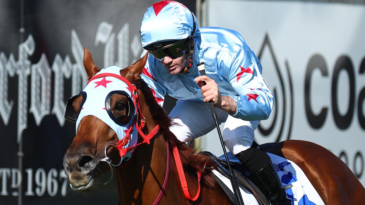 NEWCASTLE, AUSTRALIA - NOVEMBER 18: Tyler Schiller riding Coal Crusher wins Race 8 The Newcastle Herald Hunter during Sydney Racing ( The Hunter ) at Newcastle Racecourse on November 18, 2023 in Newcastle, Australia. (Photo by Jeremy Ng/Getty Images)