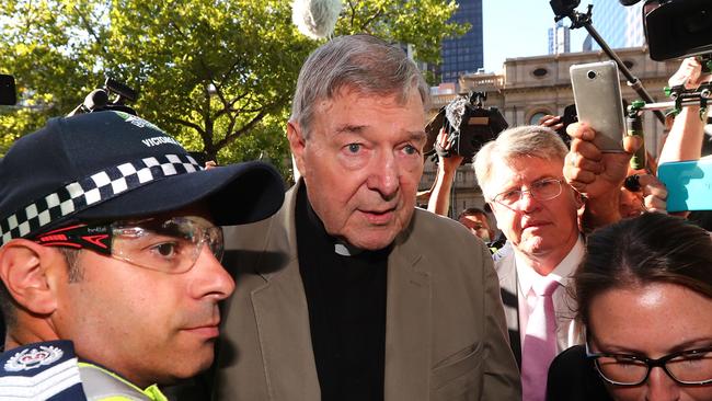 Cardinal George Pell arrives at Melbourne County Court yesterday. Picture: AAP