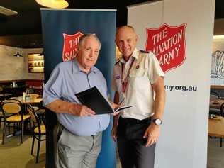 HELPING HANDS: Twin Towns Community Foundation secretary Dr John Griffin and Salvation Army Philanthropy Team Leader Derek Brown . Picture: Rick Koenig