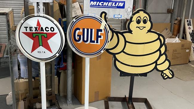 Vintage signs from Roadside Relics on Brisbane Road, Gympie.