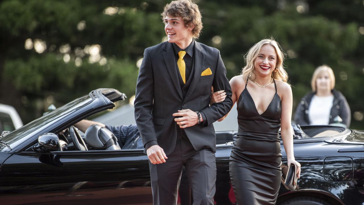 Mitchell Corry and Brooke Truscott. Toowoomba State High School formal at Picnic Point. Friday, September 9, 2022. Picture: Nev Madsen.