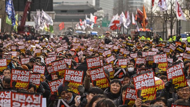 Huge demonstrations around the nation demanded the ouster of the president. Picture: AFP