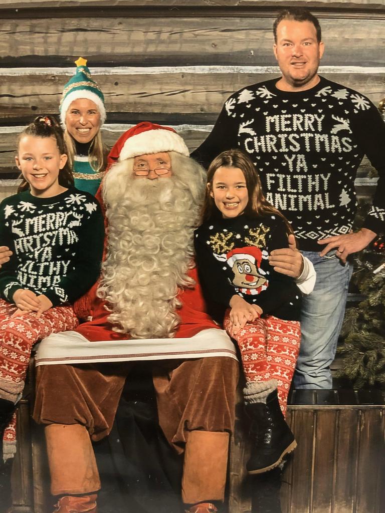 TV personality Andrew 'Cosi' Costello with family in Lapland. Pics: Supplied.