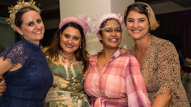 Lisa Garbutt, Louise Montafia, Angela Rahmit and Juanita Soper at The Reef Casino's Melbourne Cup Event. Picture: Emily Barker