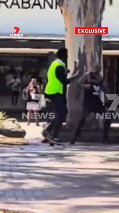 Wild brawl erupts outside Salisbury shopping centre (7NEWS)