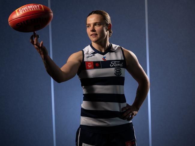 30-07-2024 AFLW Geelong Cats media day. Chloe Sheer. Picture: Brad Fleet