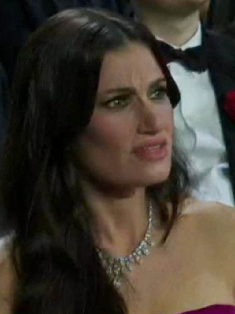 Idina Menzel looked very confused by the performance. Picture: Channel 7.