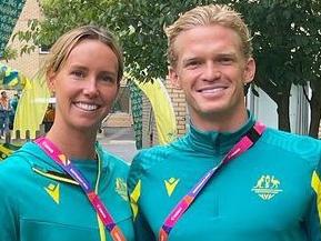 Australian Swimmers Emma McKeon and Cody Simpson at the Commonwealth Games Village in Birmingham. Picture: Emma McKeon/ Instagram