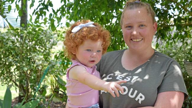 Little Mia Depuit, 2, with mum Nicole Depuit. Picture: Monique Preston