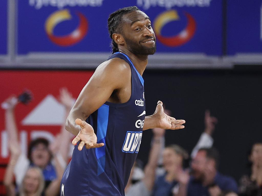 Ian Clark with his own version of the MJ shrug. Picture: Getty Images