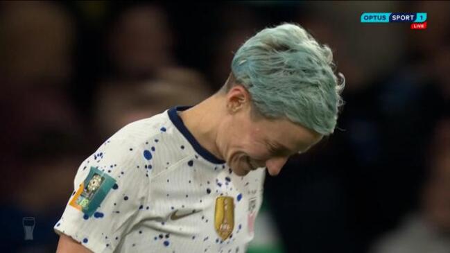 Rapinoe sports wry grin after missing crucial penalty