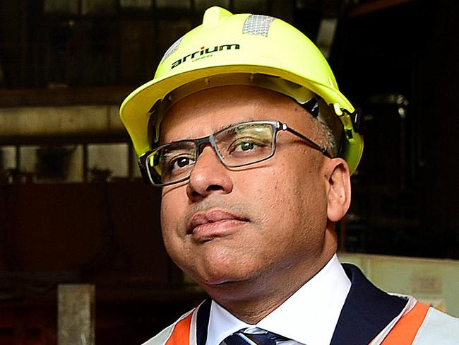 Sanjeev Gupta, executive chairman of the GFG Alliance,  visiting the Arrium steelworks at Whyalla, following announcement of successful bid for purchase. picture: Bianca De Marchi