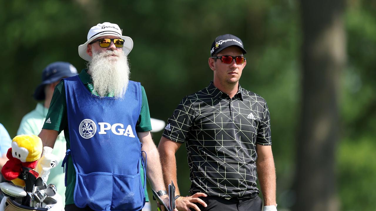 Australian Lucas Herbert and his Caddie Nick Pugh during the first round of the 2022 PGA Championship at Southern Hills. Photo: Getty Images