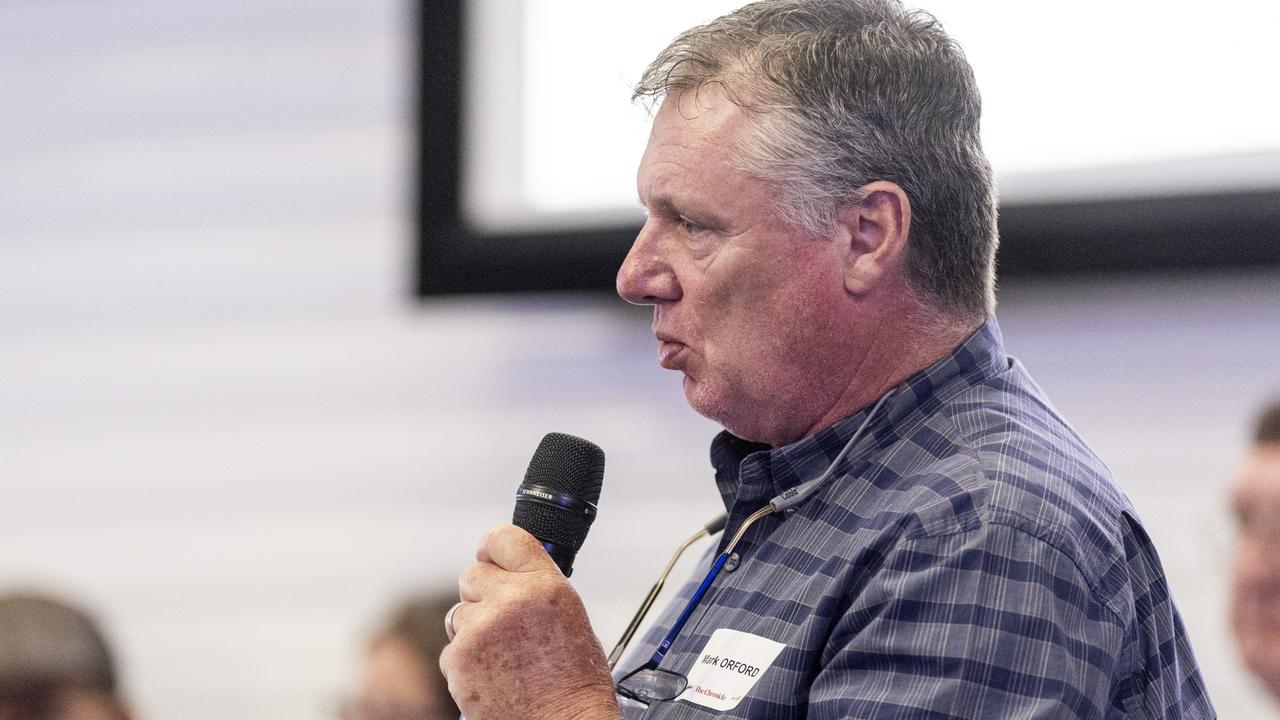 Candidate Mark Orford speaking at Toowoomba Decides Toowoomba Regional Council candidate forum at Toowoomba Turf Club, Thursday, March 7, 2024. Picture: Kevin Farmer