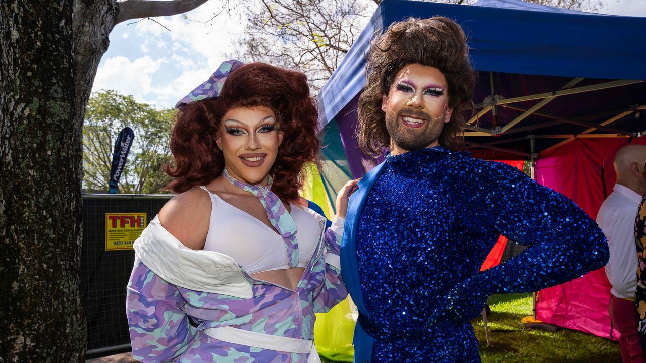 Kalin Klein and Dammit Janet at the 2023 Top End Pride March in Darwin City on Saturday, June 24. Picture: Pema Tamang Pakhrin