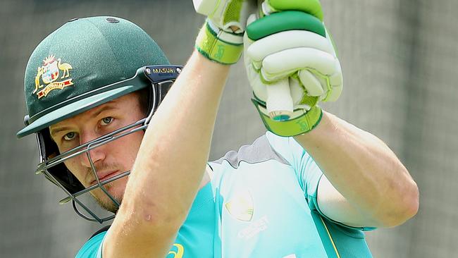 Cameron Bancroft in the nets in Brisbane ahead of the first Ashes Test.