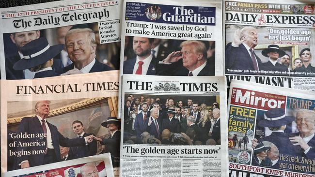 A photo illustration shows the front pages of some of Britain's national newspapers. Picture: AFP