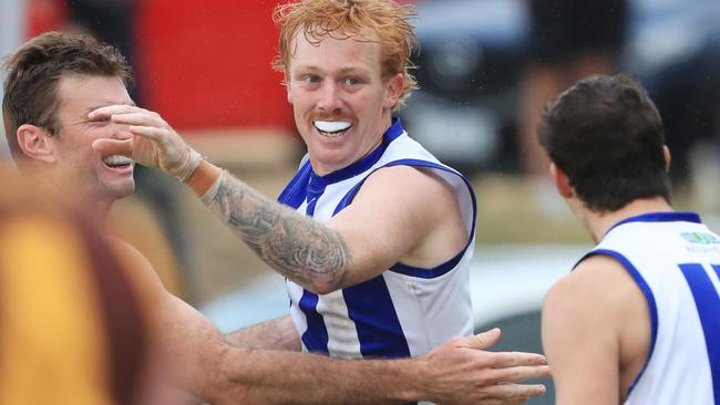 Dylan Pettingill after kicking a goal against Drysdale. Picture: Mark Wilson