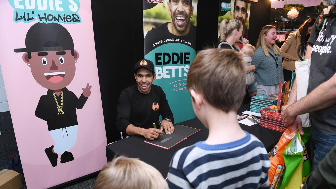 Eddie Betts at Eddie’s Lil' Homies book signing at the 2019 Royal Adelaide Show. Picture: AAP/Mark Brake