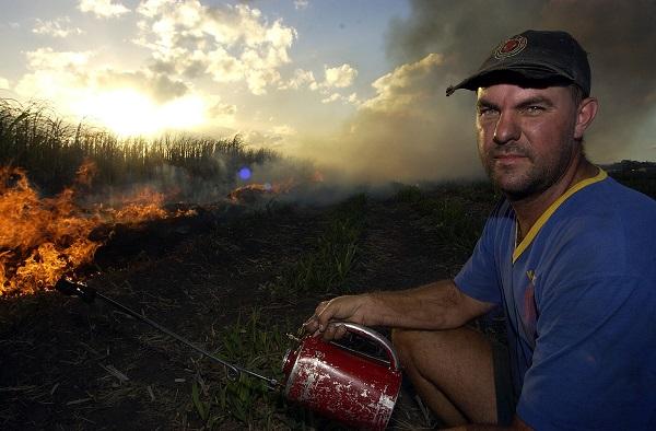 Last cane burn for Bli Bli cane family, the Suosaari's. Michael Suosaari in front of probably the last field of cane he would burn on his family farm. Picture: Brett Wortman