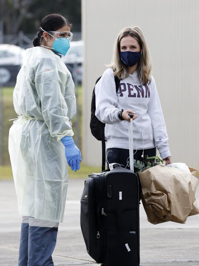 Anna Coffey, at the airport in Bankstown before leaving for Melbourne. Picture: Jonathan Ng