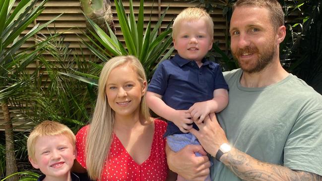 Geelong player Zach Tuohy and his wife Bec and kids Flynn and Rafferty. Picture: Instagram