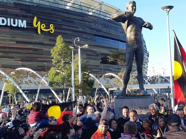 Fans outside Perth Stadium on Saturday.