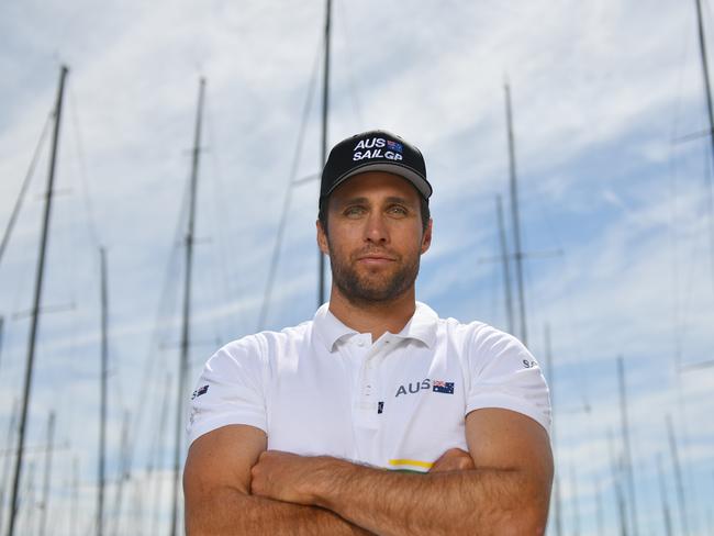 Australia's SailGP team Grinder Ky Hurst poses for a photograph at the Cruising Yacht Club of Australia in Sydney, Thursday, September 12, 2019. The Australian team will head to Marseille in France on top of the leaderboard for the final round starting on September 20, 2019. (AAP Image/Dean Lewins) NO ARCHIVING