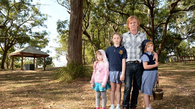 Save Our Seat members Charlie Owen with children C.C. 4, Chloe 10 and Phoebe 7.