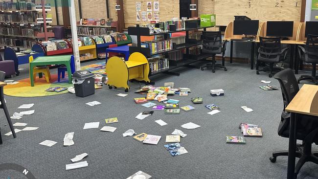 Vandalism to the Tennant Creek Library, April 21. Picture: Sid Vashist/ Facebook