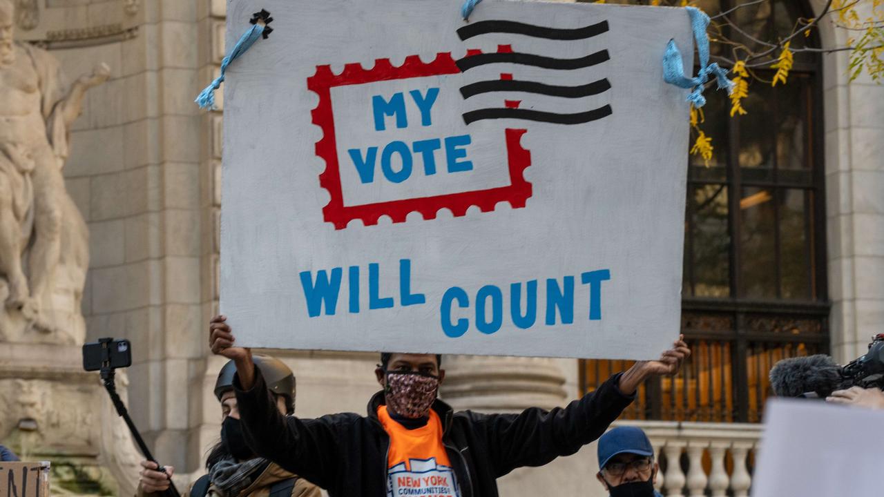 The uncertainty around the election result has seen protesters take to the streets in New York. Picture: David Dee Delgado/Getty Images/AFP