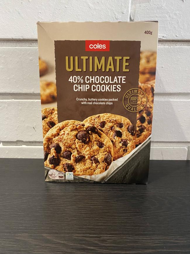 Coles Ultimate Chocolate Chip Cookies (400g). Picture: Michaela Meade