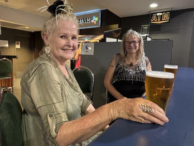 Debbie Chapman and Marianne Kelly having fun at the Maryborough Services and Citizen's Memorial Club for Melbourne Cup Day.