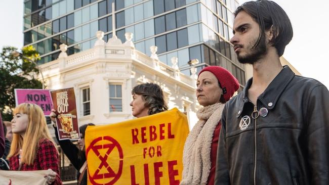 Eric Serge Herbert (right) at a “swarm” in Brisbane on Thursday shortly before being jailed.