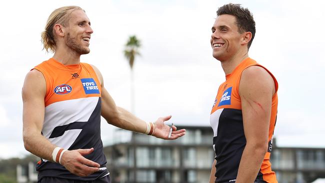 Nick Haynes (left) celebrates with Josh Kelly. Picture: Jack Thomas/Getty Images.