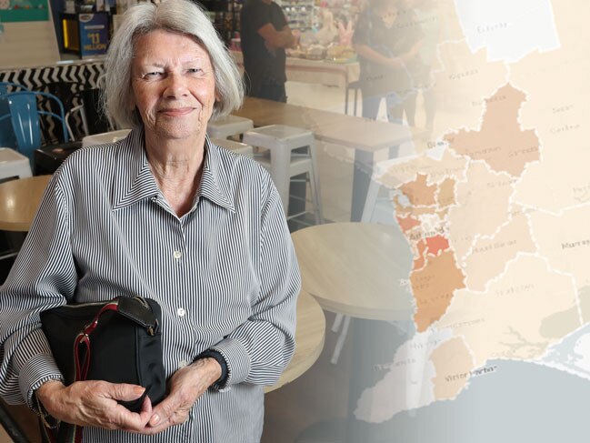 2.4.2020.Mitcham being the Coronavirus hotspot at the moment . Florence Geissyer,87 of Myrtle Bank shopping at Mitcham shopping centre. PIC TAIT SCHMAAL.