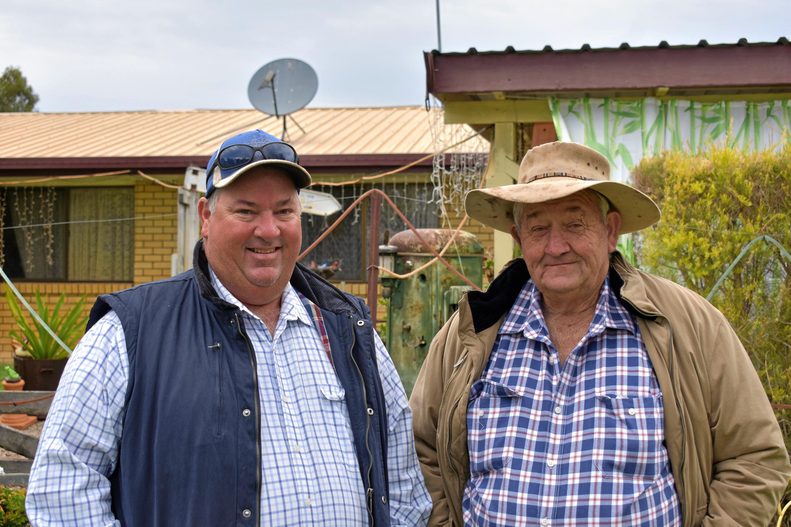 Craig Bischoff and Bevan Jones at Injune's Biggest Morning Tea. Picture: Ellen Ransley